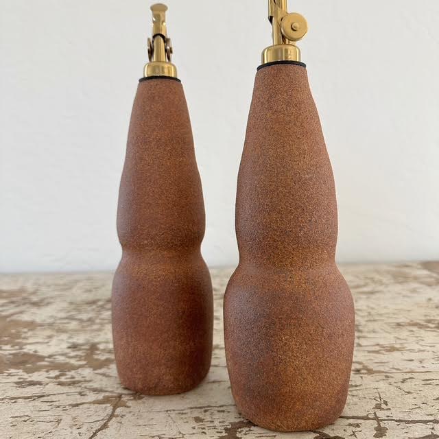 Michelle Hartney Olive Oil Dispenser, Red Stoneware
