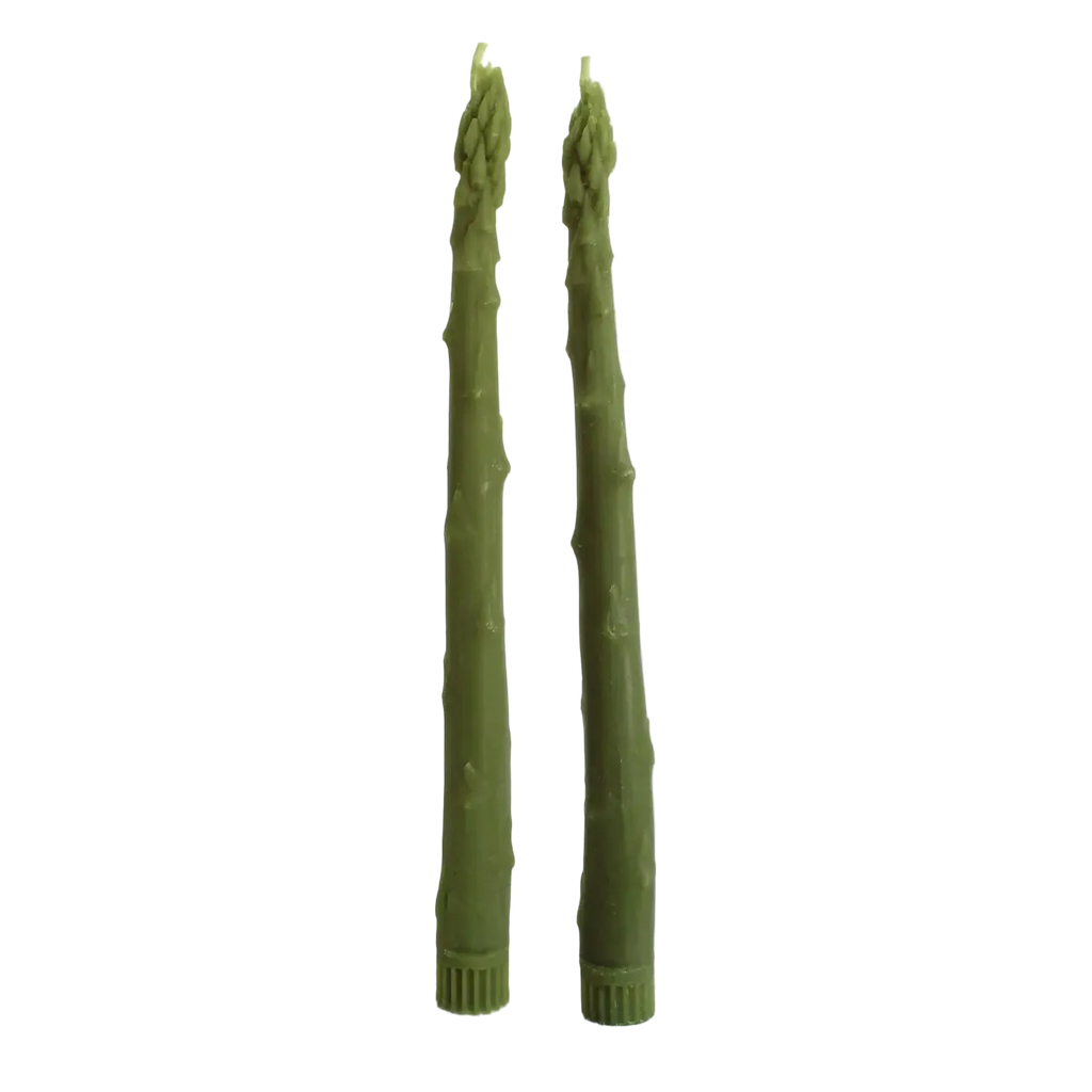 Asparagus Beeswax Taper Candle Pair