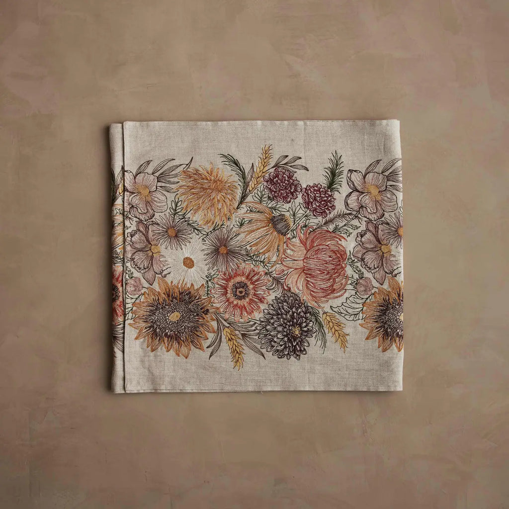 Embroidered Blossoms Table Runner