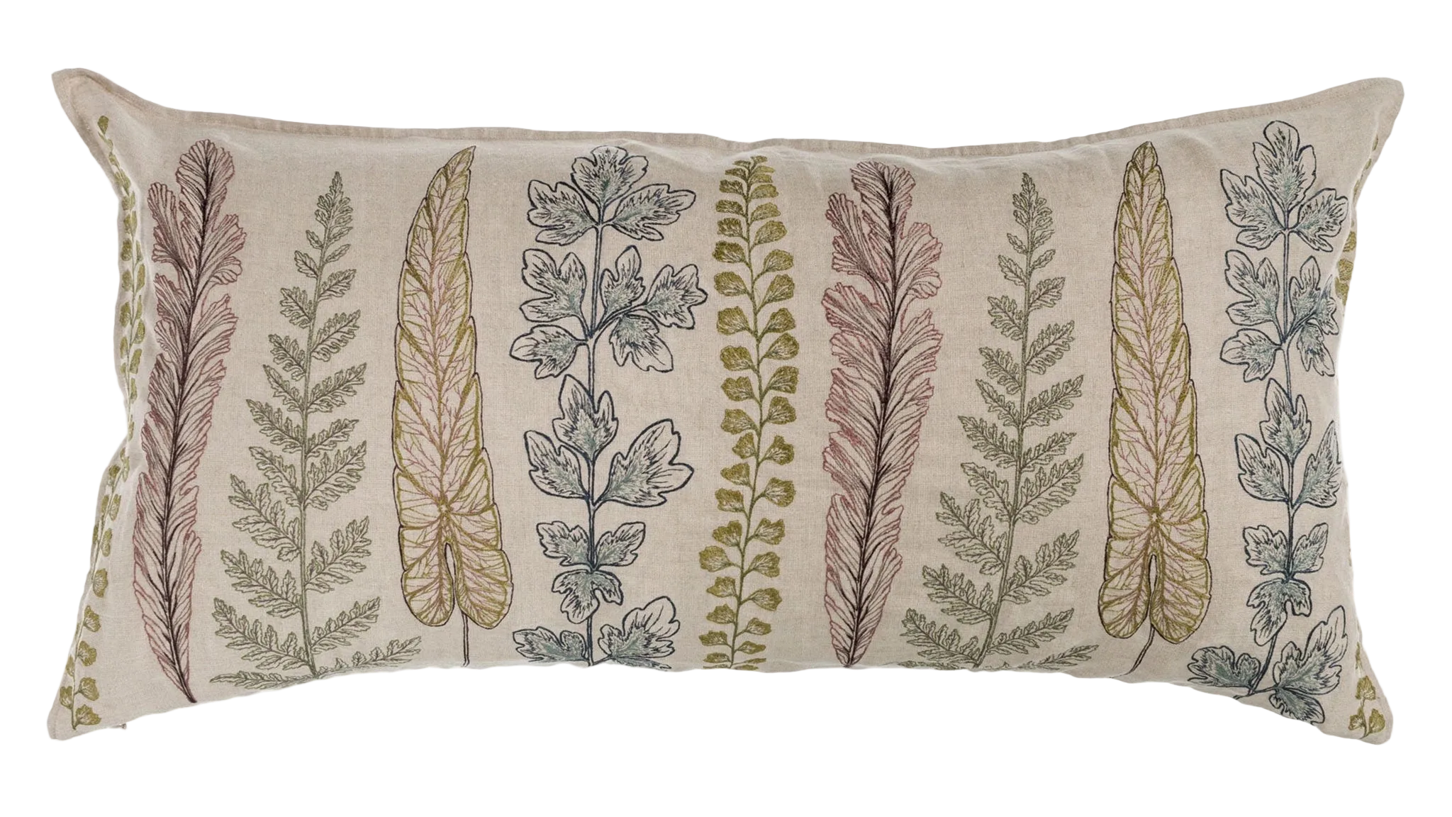 Embroidered Plants Lumbar Pillow