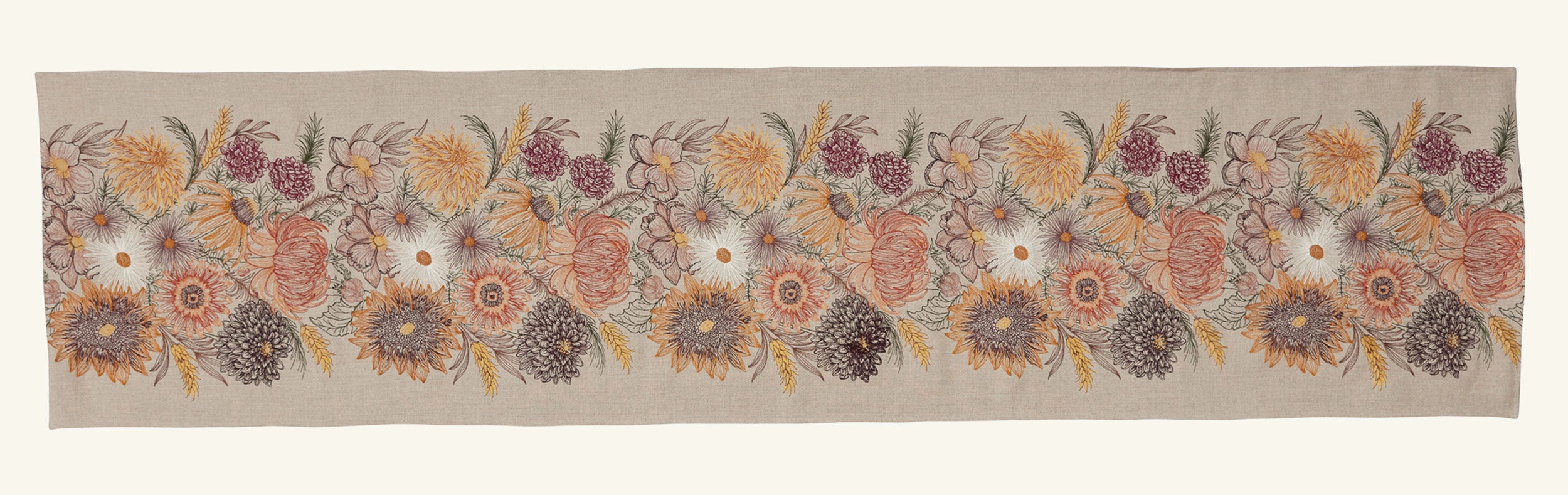 Embroidered Blossoms Table Runner
