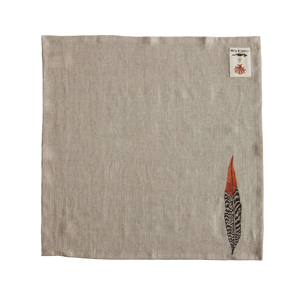 Pheasant Feather Dinner Napkin/Towel