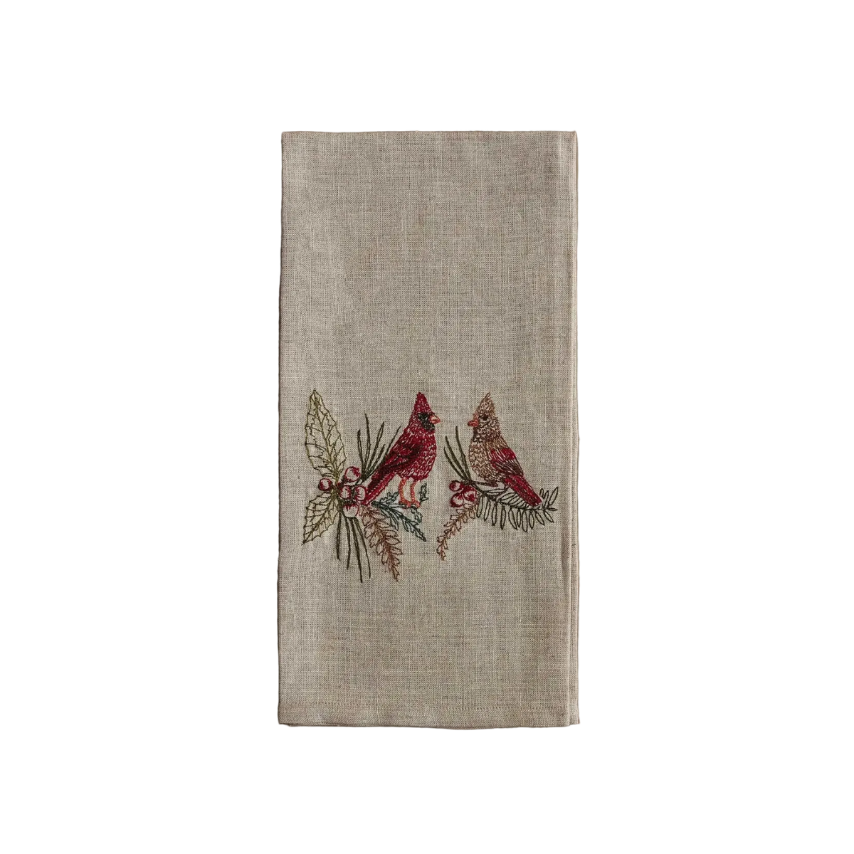 Christmas Cardinals Tea Towel