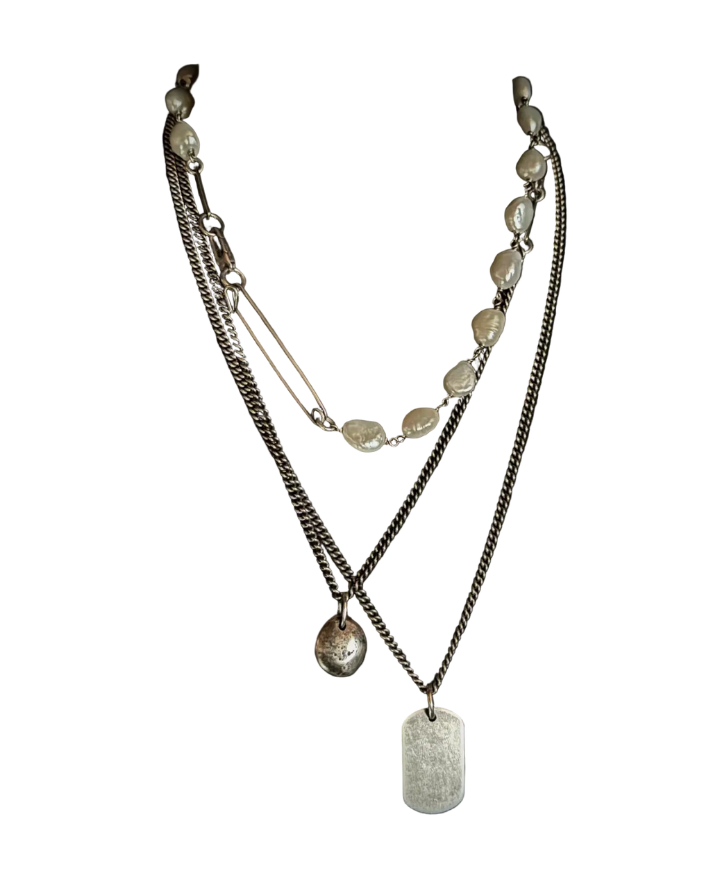 Pin Pearl Chain Necklace