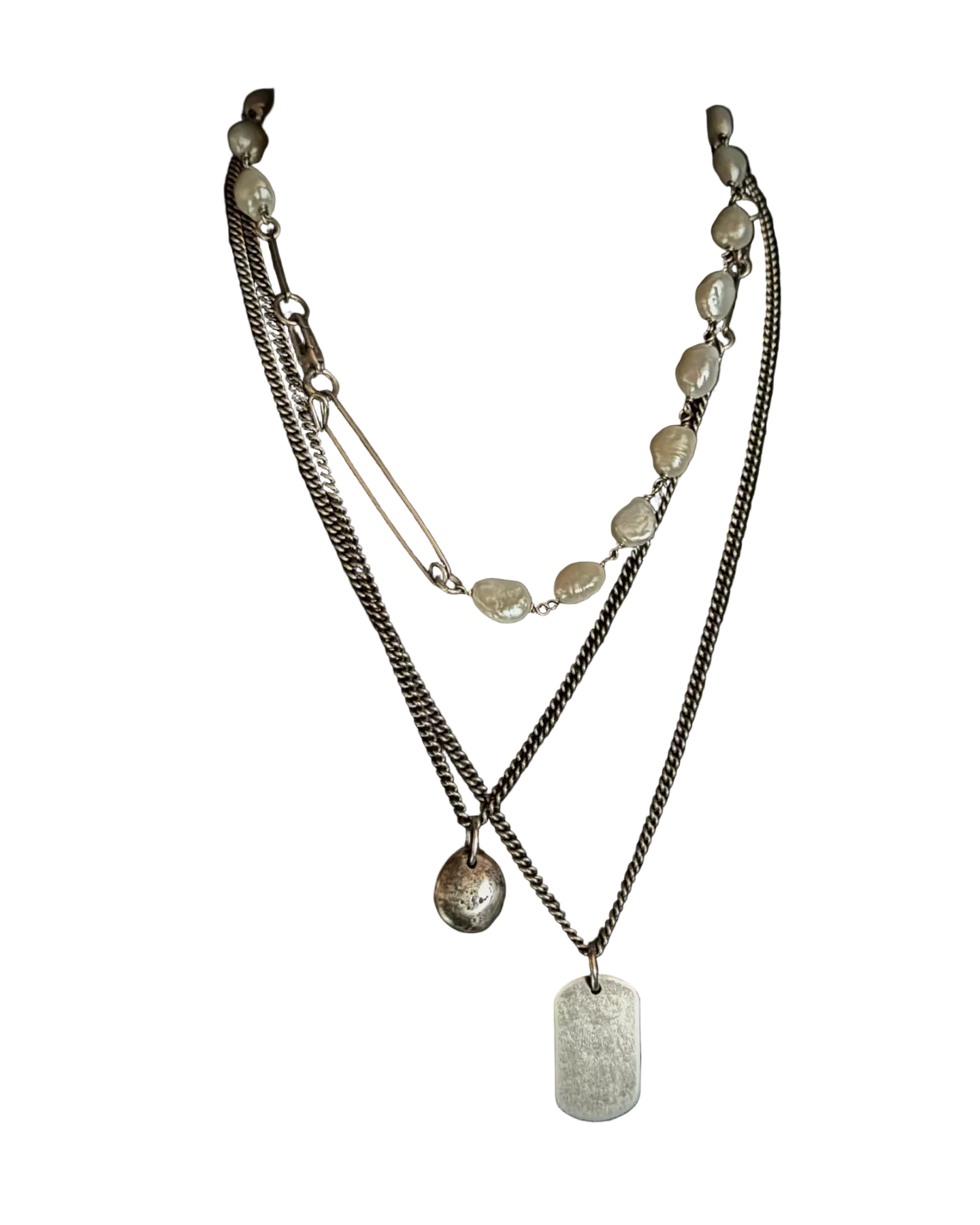 Pin Pearl Chain Necklace