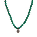 Moss Green Turquoise with Pave Diamond Necklace