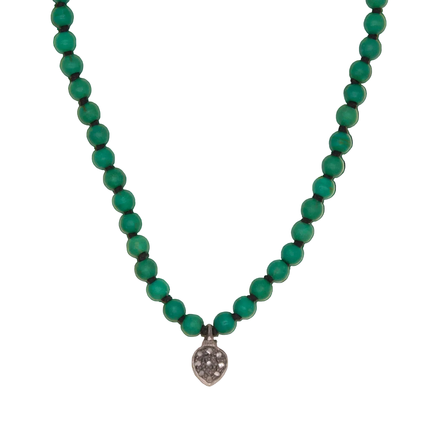 Moss Green Turquoise with Pave Diamond Necklace