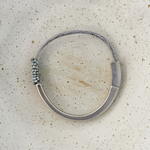 Aquamarine and Grey Pearl Cuff