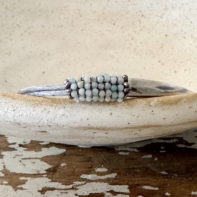 Aquamarine and Grey Pearl Cuff