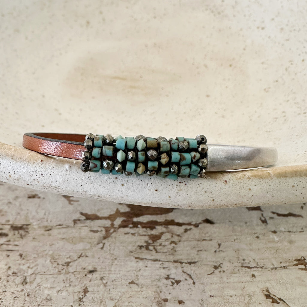 Pyrite and Afghan Turquoise Cuff