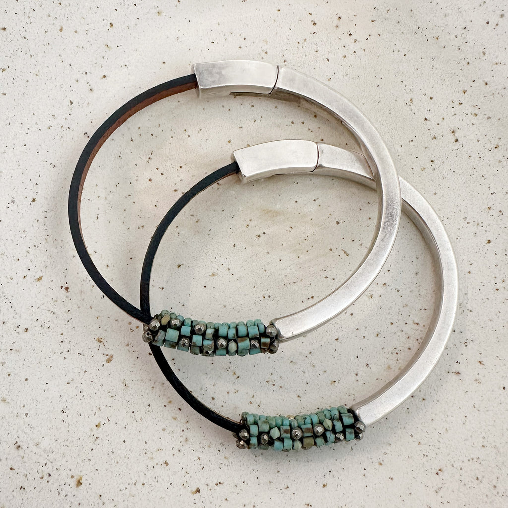 Pyrite and Afghan Turquoise Cuff