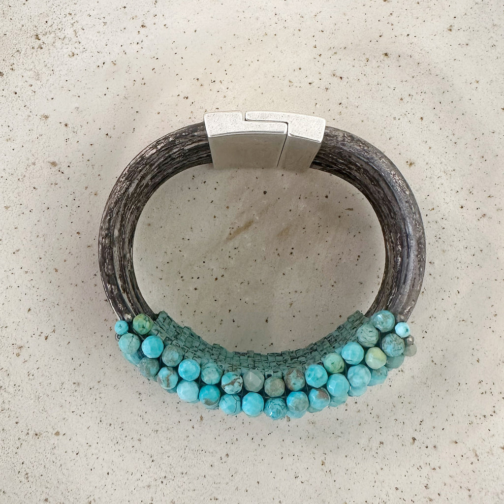 Green Turquoise and Pyrita cuff