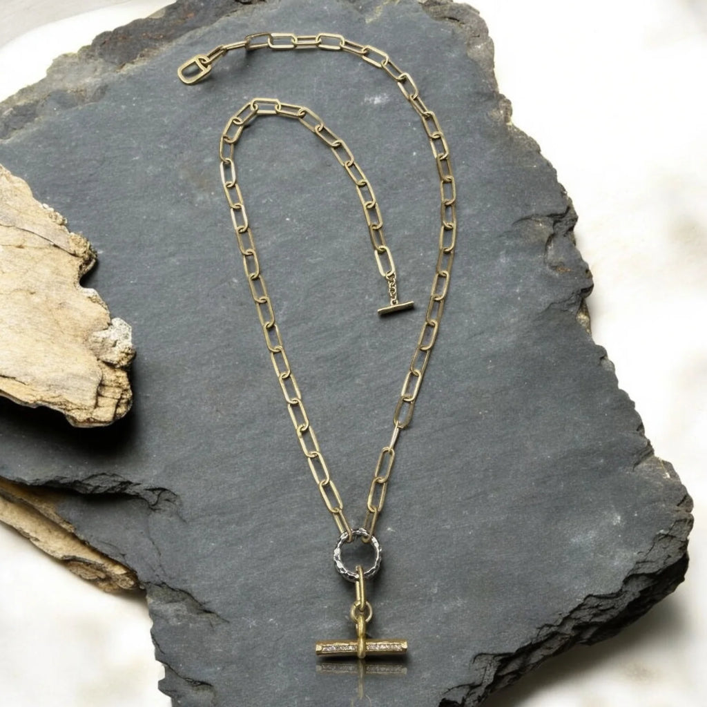 Mixed Metal Toggle Necklace