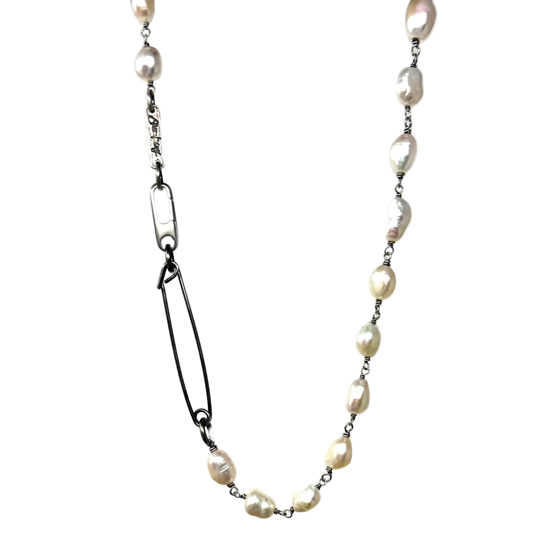 Pin Pearl Chain Necklace