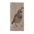 Embroidered Quail Tea Towel