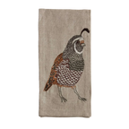 Embroidered Quail Tea Towel