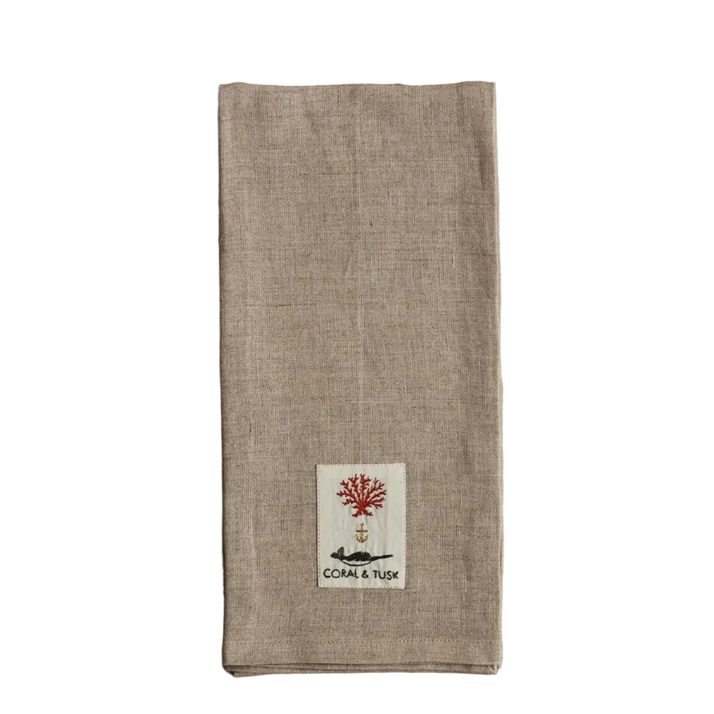 Embroidered Quail Tea Towel