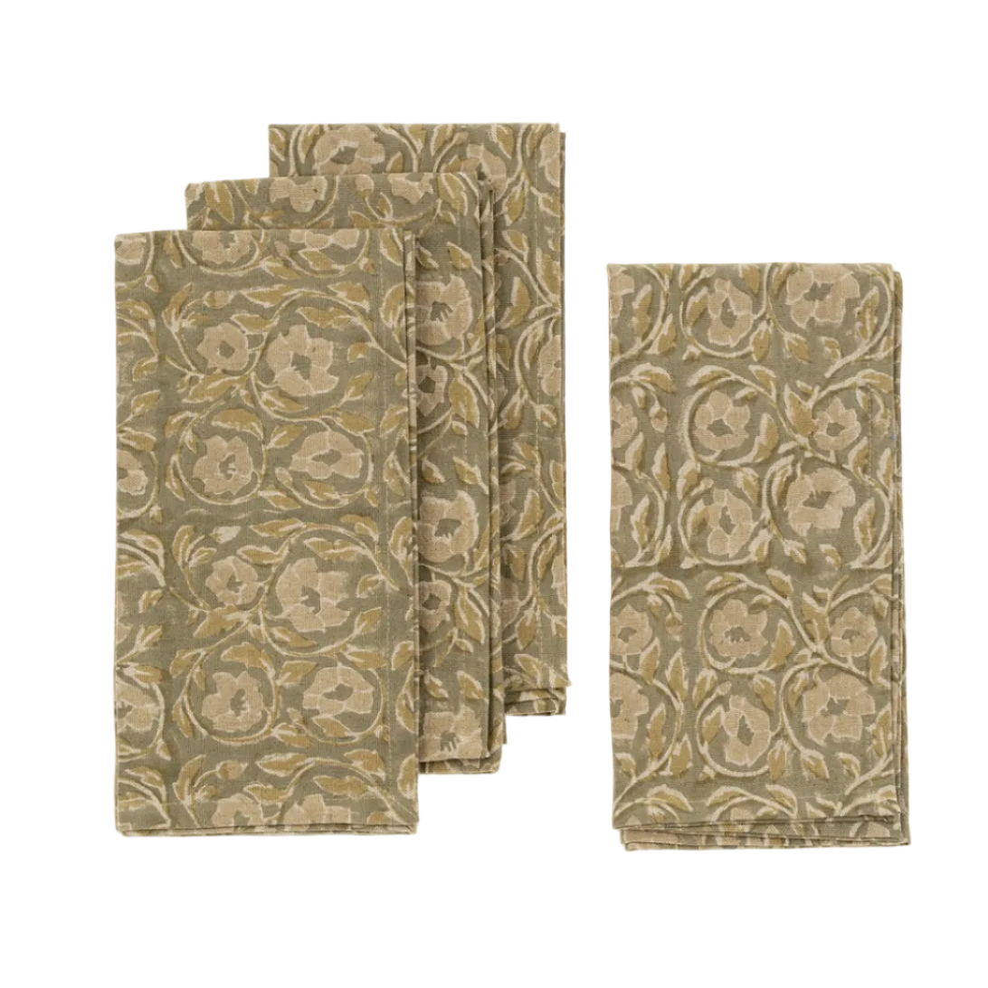 Lata Block Print Napkin, Set of 4