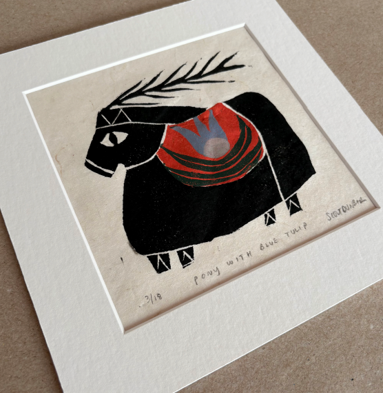 Pony with Blue Tulip by Scout Dunbar