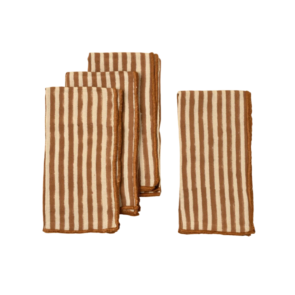 Terracotta Strip Napkins, Set of 4