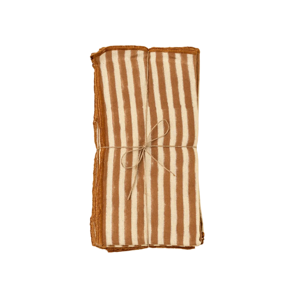 Terracotta Strip Napkins, Set of 4