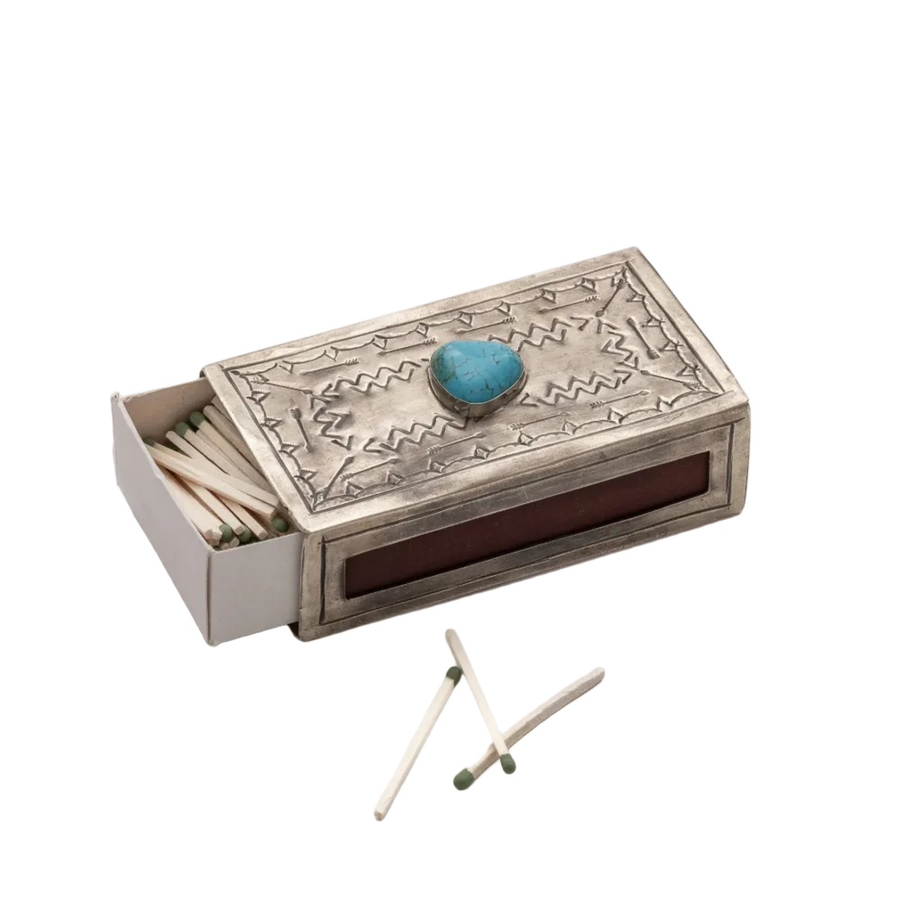 Turquoise Stamped Matchbox