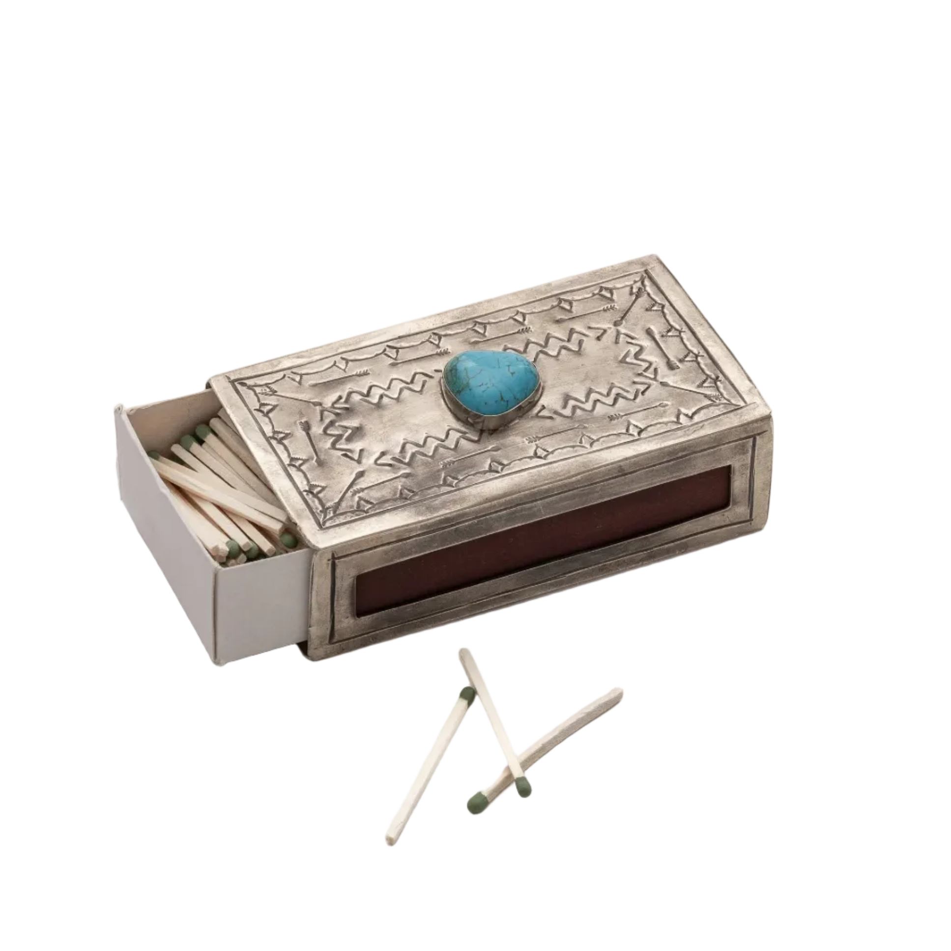 Turquoise Stamped Matchbox