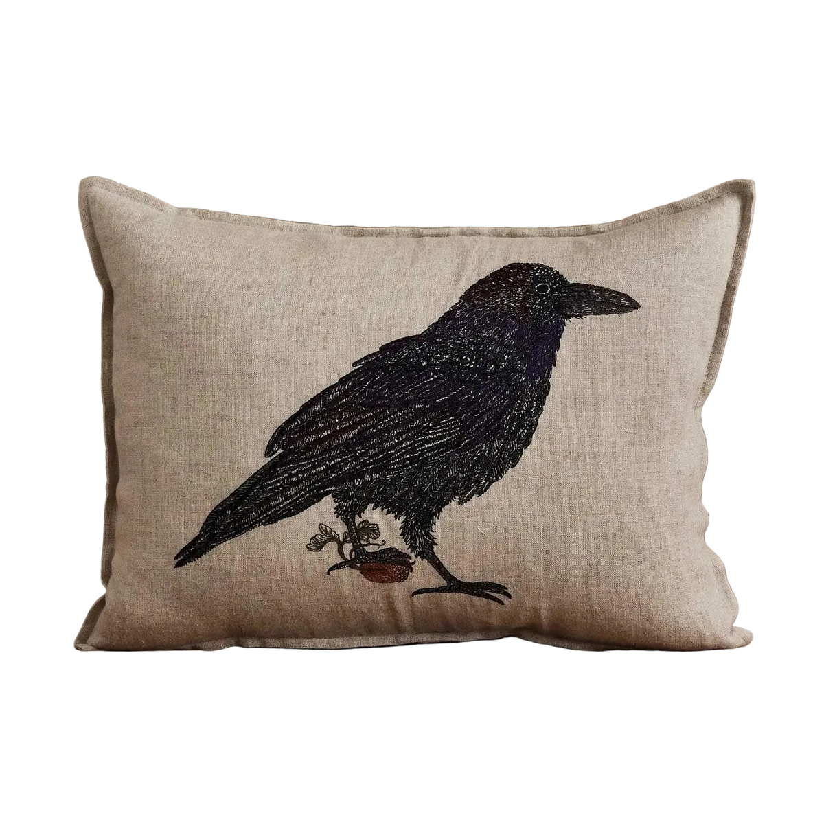 Blackbird with Acorn Pillow