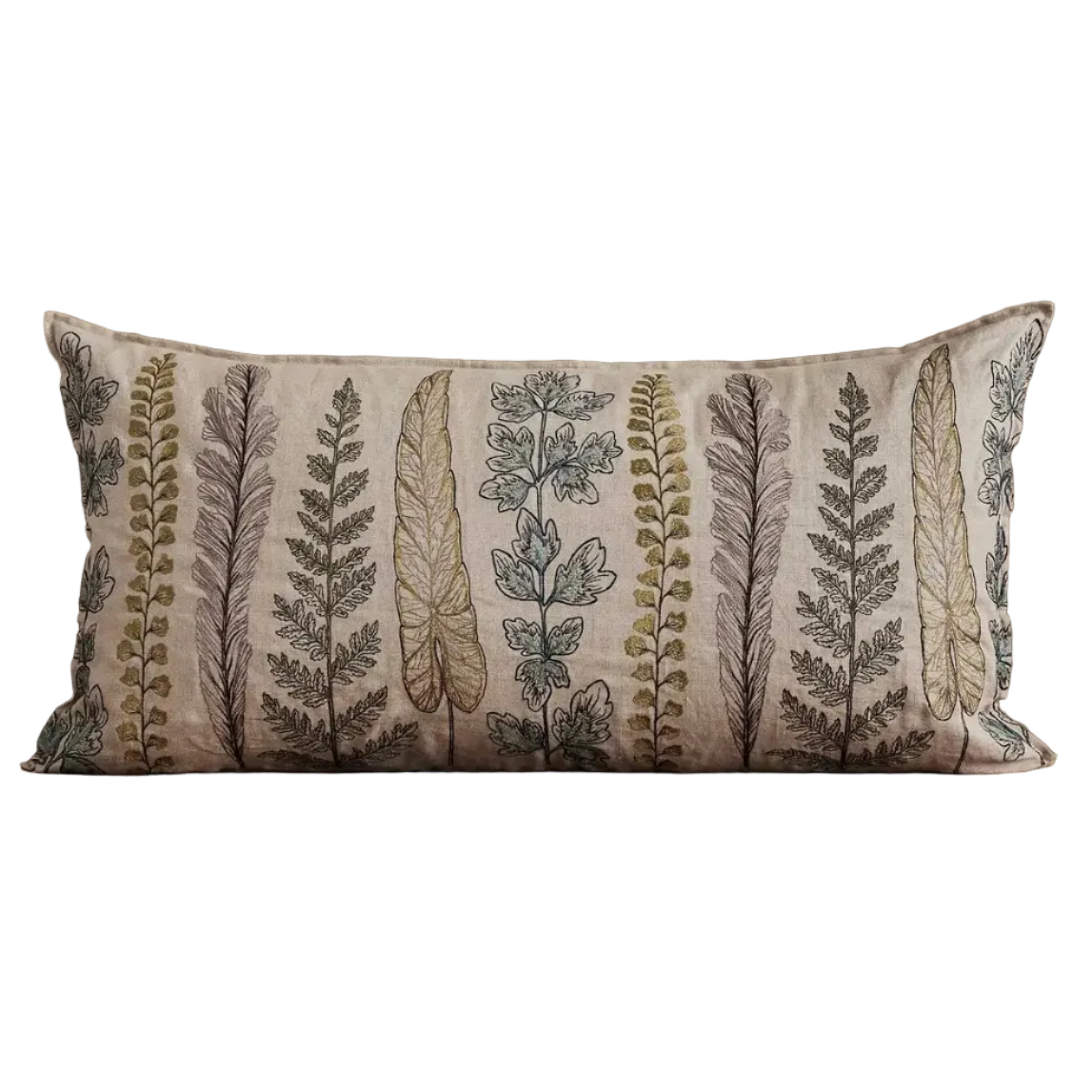 Embroidered Plants Lumbar Pillow