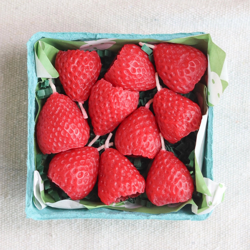 Strawberry Beeswax Birthday Candles