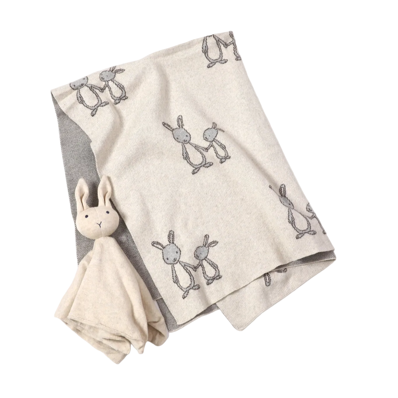 Bunny Knit Blanket and Lovey Set