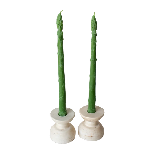 Asparagus Beeswax Taper Candle Pair