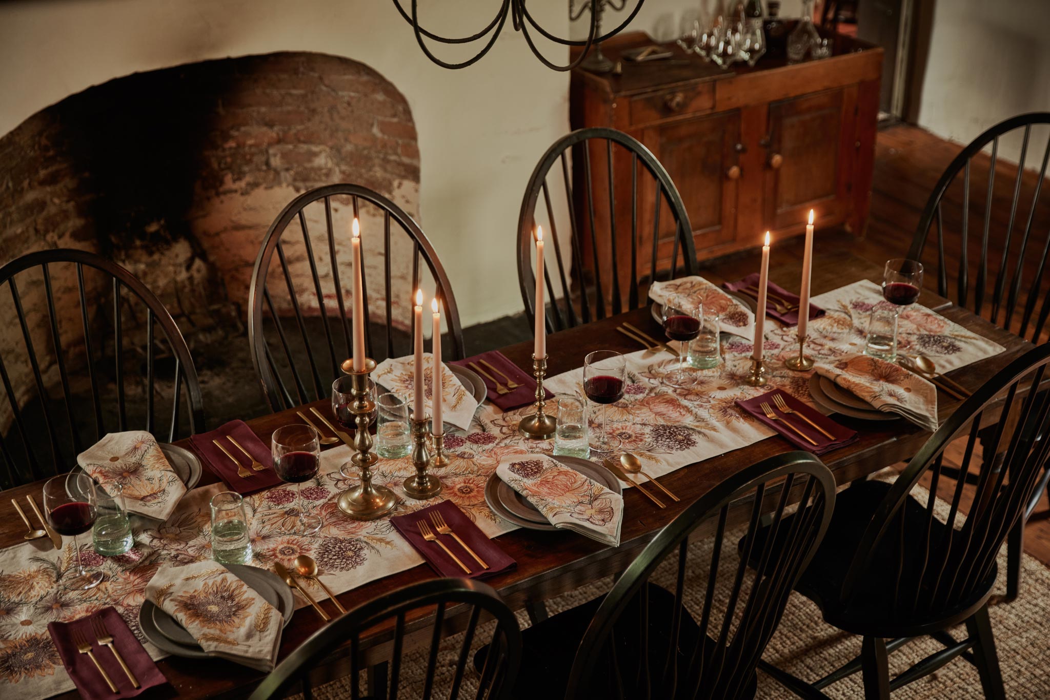 Embroidered Blossoms Table Runner
