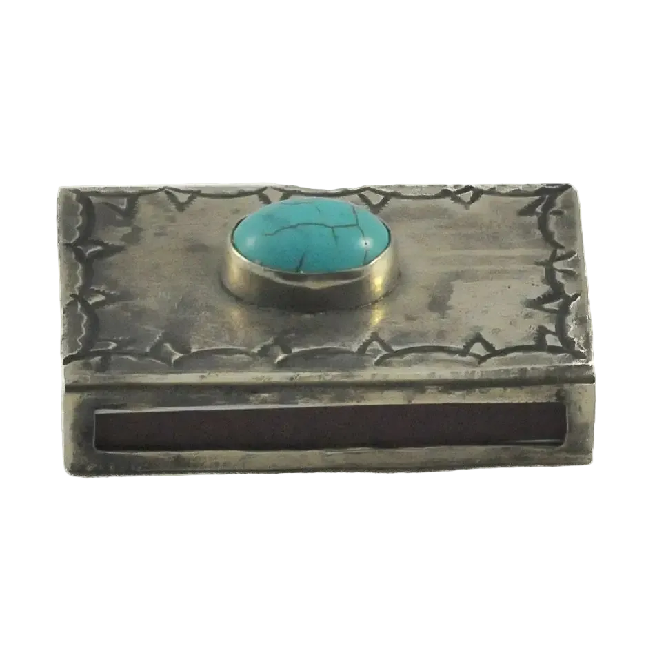 Turquoise Stamped Matchbox