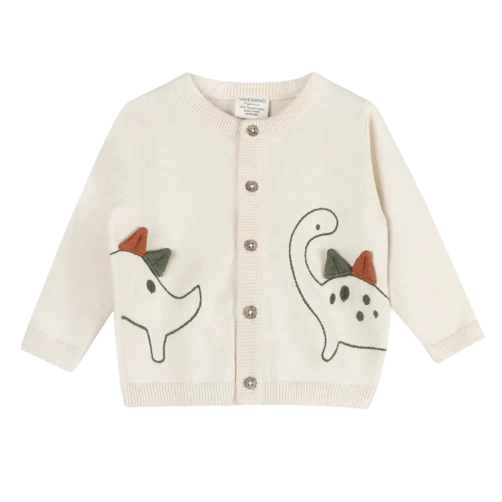 Dino Embroidered Knit Cardigan
