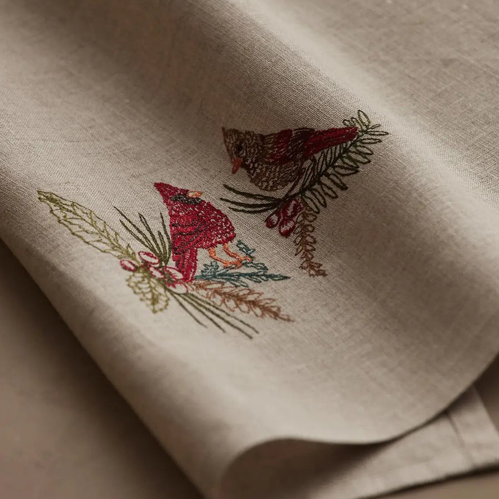 Christmas Cardinals Tea Towel