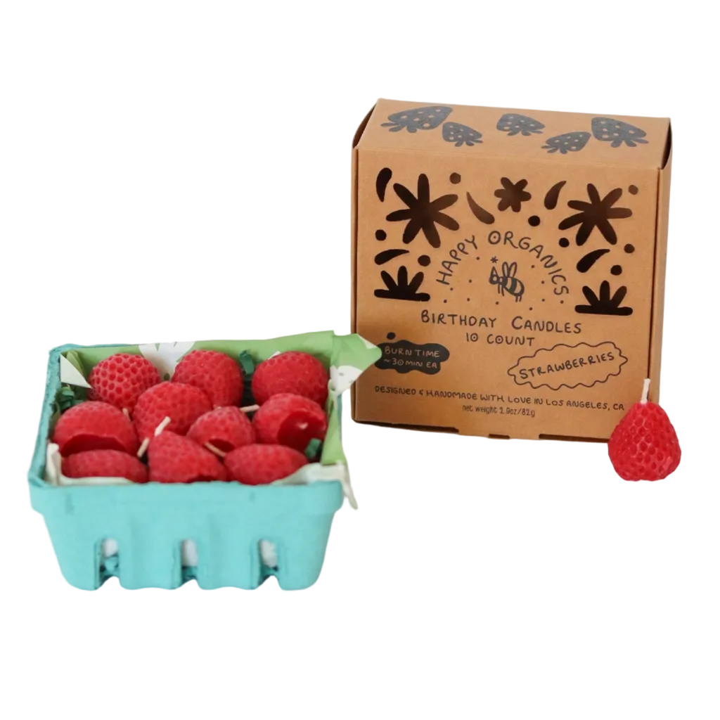 Strawberry Beeswax Birthday Candles