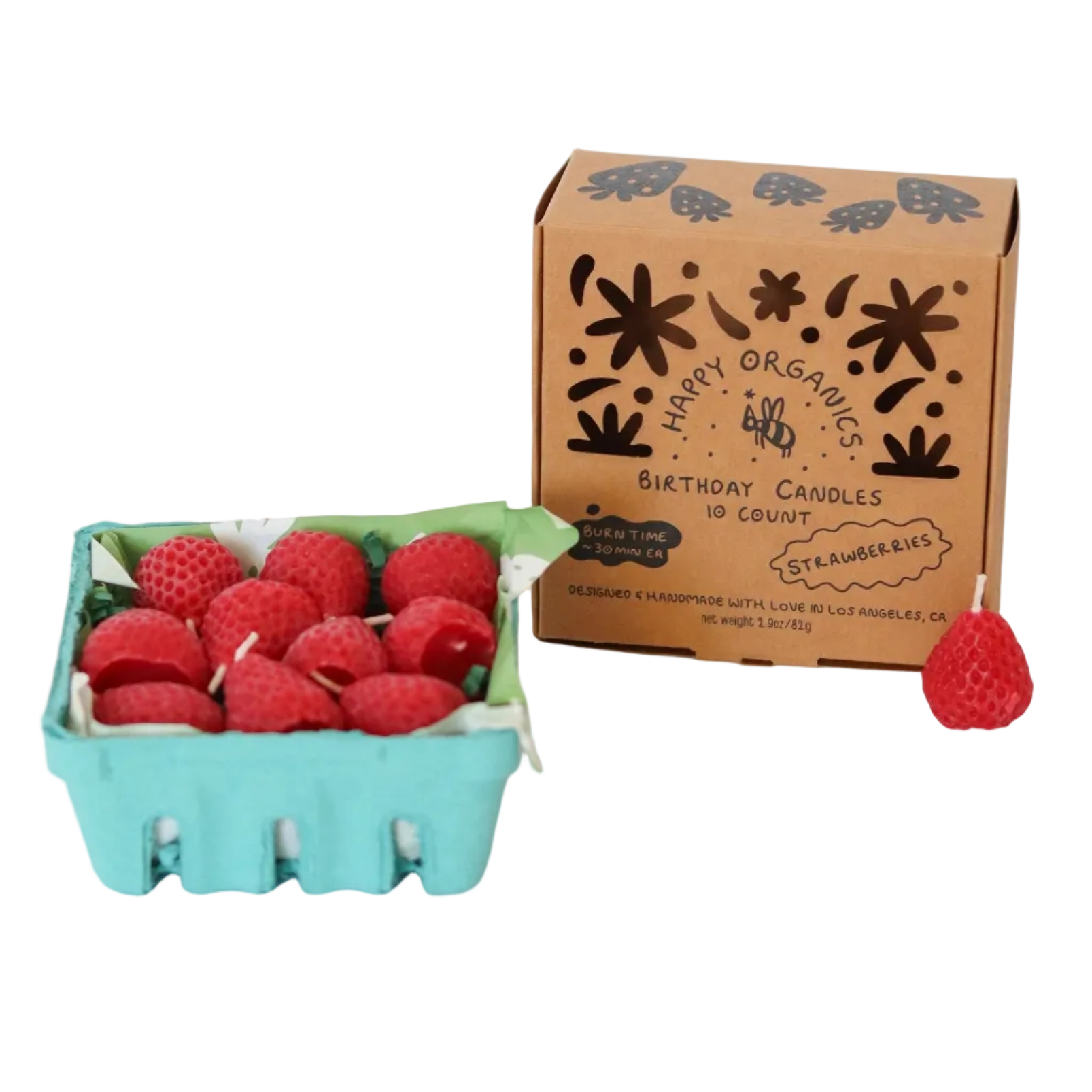 Strawberry Beeswax Birthday Candles