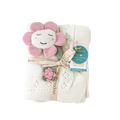 Flower Pointelle Knit Blanket and Rattle Set