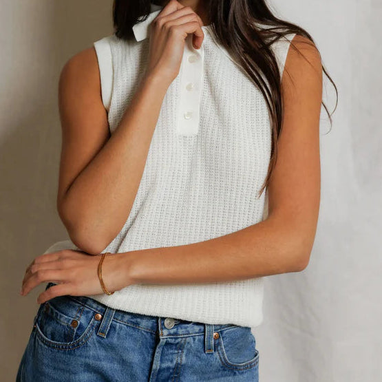 Fran Pointelle Sleeveless Polo