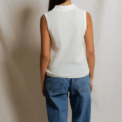 Fran Pointelle Sleeveless Polo