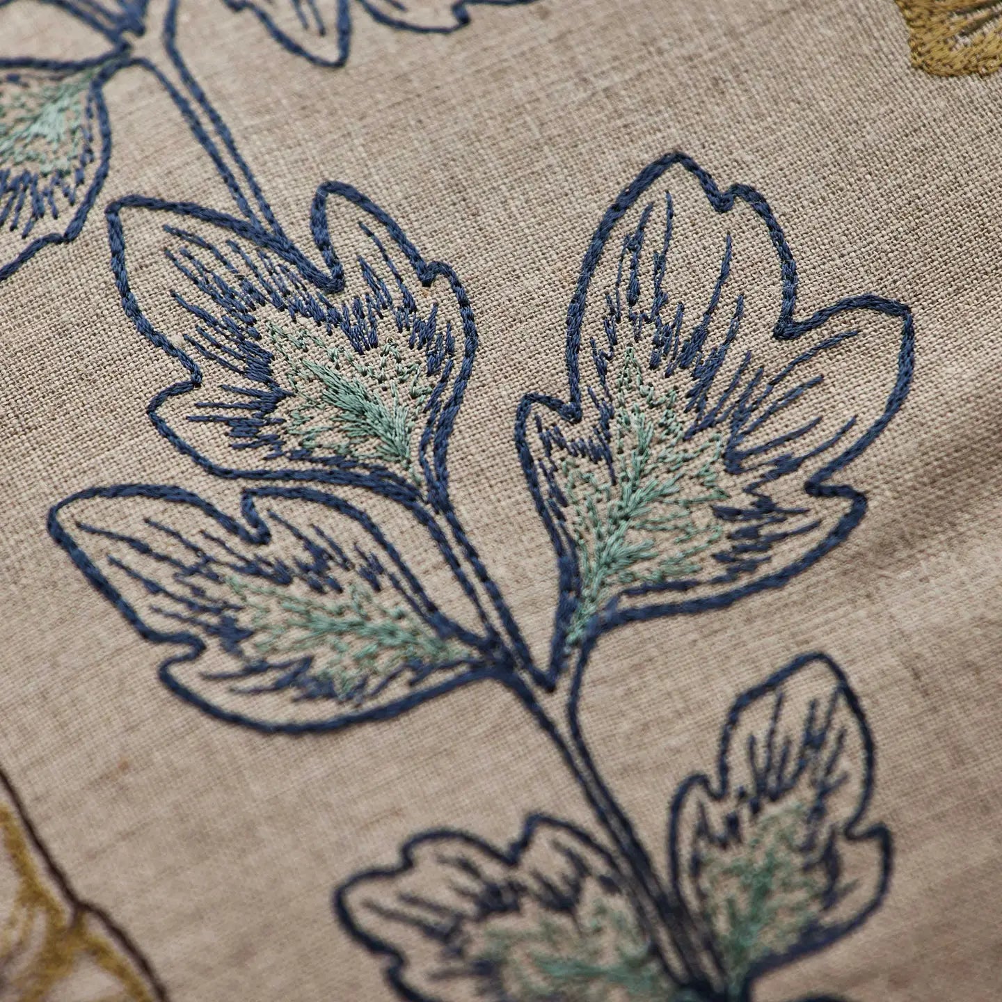 Embroidered Plants Lumbar Pillow