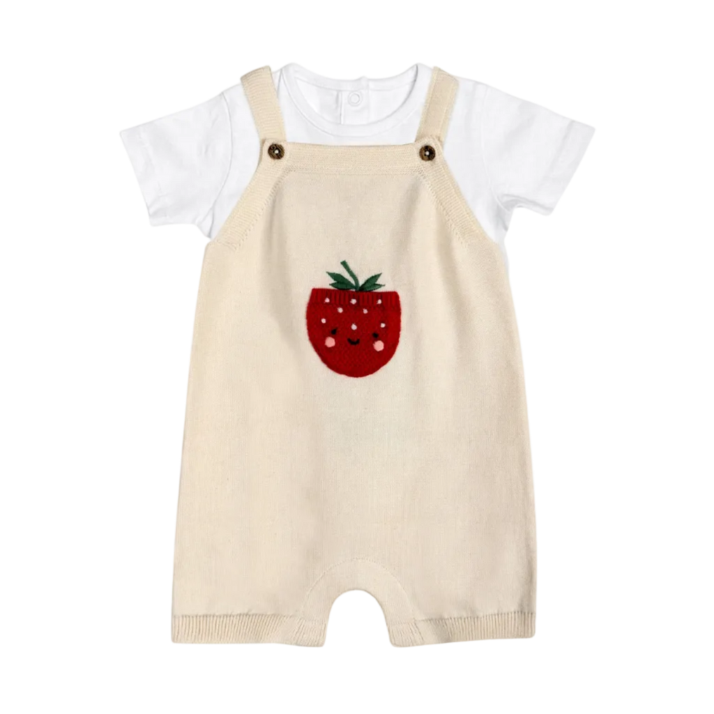 Strawberry Knit Romper Set